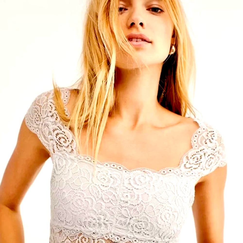 Free People Chase Me Lace Me Brami in White Lace